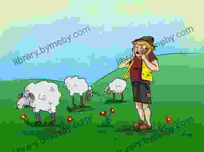 Cover Of The Book Storychimes: The Boy Who Cried Wolf, Featuring An Illustration Of A Shepherd Boy Blowing A Horn In A Field With Sheep Grazing In The Background StoryChimes The Boy Who Cried Wolf