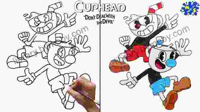 Cuphead, Mugman, And Ben Standing Together In A Vibrant Comic Book Setting. Cuphead Comics Story: Cuphead Mugman Meet Ben