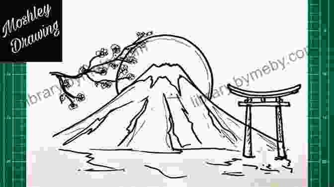 Sketch Of Mount Fuji Through Japan With Brush Ink