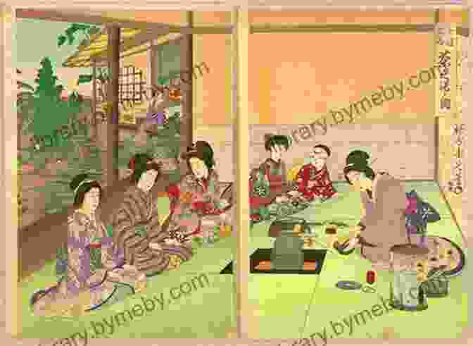 Sketch Of Tea Ceremony Through Japan With Brush Ink